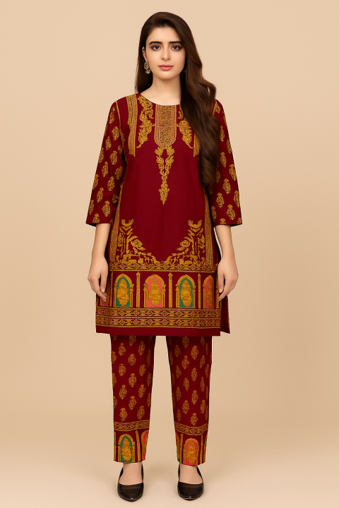 Smar's%20Fashion%20Trendy%20%20stitched%203D%20print%20%202pc%20Dress%20for%20Women%20-%20Image%203