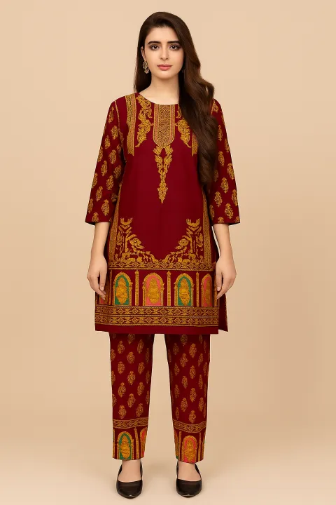 Smar's%20Fashion%20Trendy%20%20stitched%203D%20print%20%202pc%20Dress%20for%20Women%20-%20Image%203