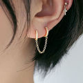 Simple Earrings Double Ear Pierced Shiny Double Ear Pierced Circle Earrings. 
