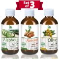 Bio Shop™ Set of 3  Aleo vera oil  Almond Oil  Olive Oil - 100% Pure & Natural Best for Skin & Hair care Recipes. 