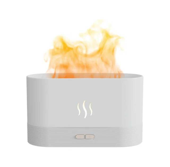 Flame Essential Oil Diffuser, 180ml Night Light, USB Ultrasonic Mist Upgrade 7 Colour Lights Aromatherapy Diffuser, Super Quiet Air Humidifier, Electric Aroma Diffuser, Waterless Auto-Off Suitable For Home Office Room, Bedroom, Automatic Closing, White, |
