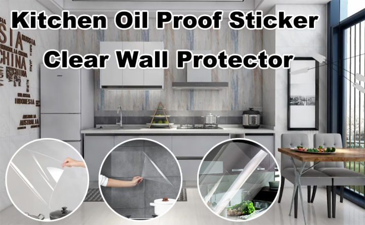 4 Sheets (12 Inches x 12 Inches) Clear Contact Paper Glossy Self Adhesive Film Transparent Oil Proof Protective Film Transparent Kitchen Backsplash Wallpaper Wall Protector Removable