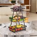 New 2 3 Tier Countertop Fruit Basket Portable Iron Art Kitchen Organizer Fruit Bread Snacks Storage Rack By BRIGHT (House Hold Accessories). 