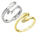 Loving Couple Hug Rings - Adjustable Retro Style For Men/Women - Silver/Golden Trendy New Arrival. 