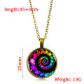 FIBONACCI Spiral Pendant Fractal Necklaces Pendants Flourish Swirls Glass Dome Necklace Sacred Geometry Art Picture Jewelry Gift. 
