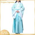 Enigma- Cotton Blend Hanfu Traditional Han Chinese Clothing Set for Girls with Wide-sleeves Top Long Skirt Perfect for Dance Stage Performance Costume Kids Hanfu Kit in Floral Print Solid Color Wide Waist. 