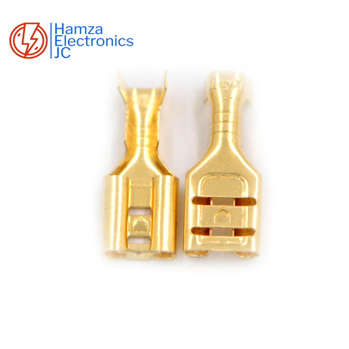 25/50/100 Pieces 6.3mm Female Spade Terminal Connectors Gold Brass Car Speaker Wire Connector For Car/Boat Speaker/Battery