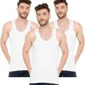 Pack of 3 Export Quality Men's Without Sleeves Vest/Sando -100% Cotton Bunyan - White Inner wear. 