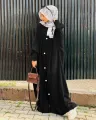 Turkish Button Front Open Abaya for Girls - Georgette with Free Size. 