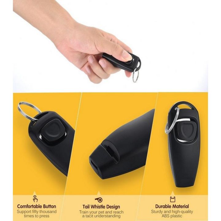 2 In 1 Pet Dog Training Clicker Cat Training Whistles Key Ring and Wrist Strap Pets Trainings behavior pet Supplies - PS602 - PS-TA