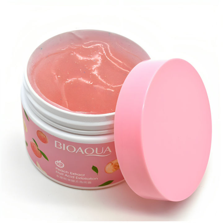 BIOAQUA Whitening Brightening Peach Exfoliating Facial Scrub Gel Moisturizer with Peach Extract, Fruit Acid Exfoliating Peeling Cream Gel 140g