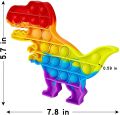 Push Pop Bubble Fidget Toy Pop It Silicone Toy - 5 inches - Rainbow Dinosaur. 