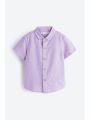 Purple Lilac Short Sleeve Linen Shirt from NEXT UK for Baby Boys aged 3 to 6 months and 18 to 24 months. 