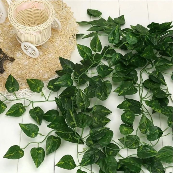 Pack of 1 artificial garland green leaf bail 6.9 ft natural look for decoration artificial flowers