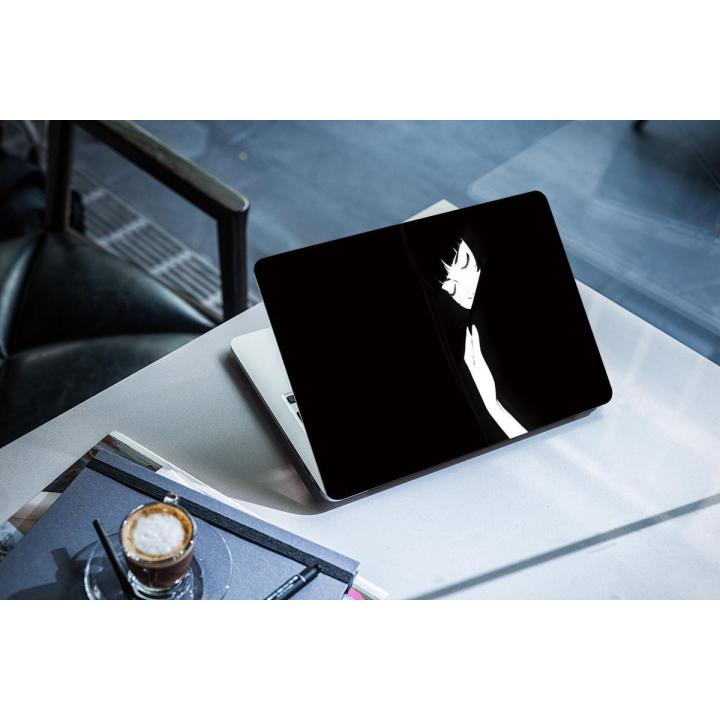 Anime-Girls-Ilya-Kuvshinov-Black-Background-Illustration Laptop Back Cover Vinyl Skin 12 13 14 15 15.6 Inch Size All Laptop Skin Available