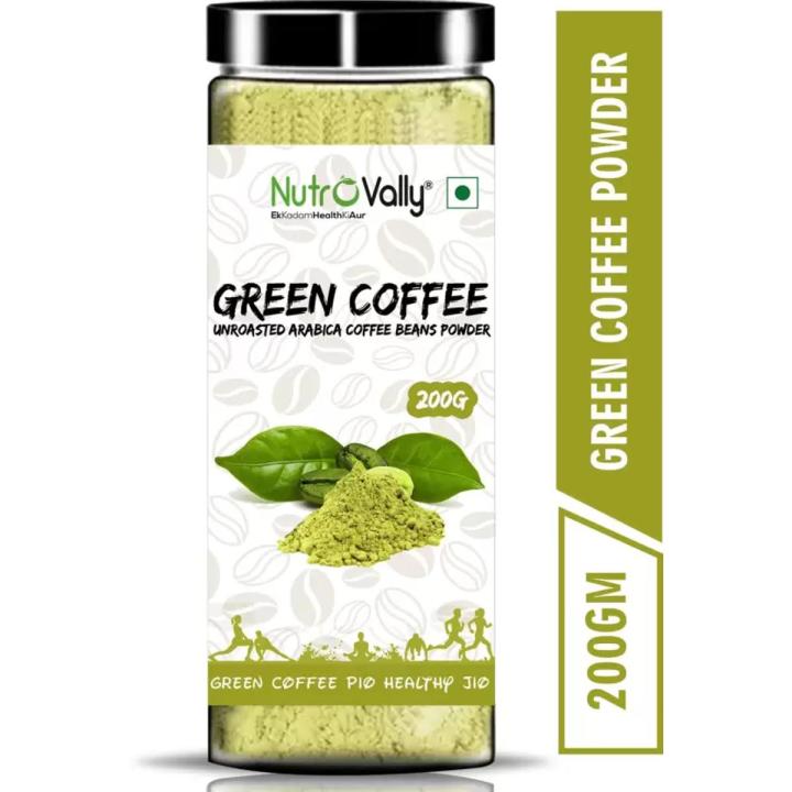 NutroVally Green Coffee Beans Powder for Weight Loss Instant Coffee  (200 g, Green Coffee Flavoured)