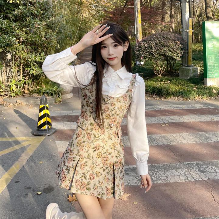 IELGY design sense niche floral dress femininity retro short shirt skirt Daraz.pk
