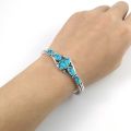 Vintage Bracelet Adjustable Natural Blue Stone Retro Bangle. 