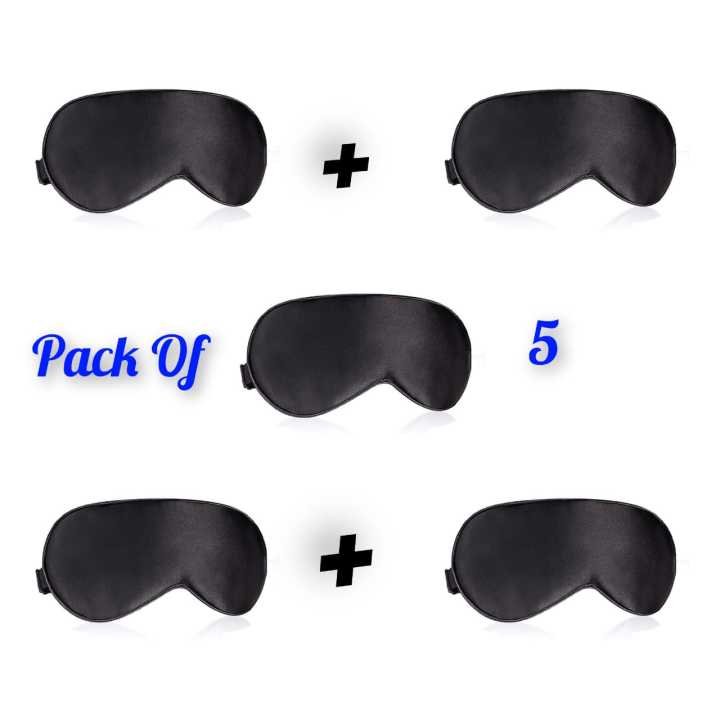 Pack Of 5 - Sleep Eye Mask For Men Women Block Out Light Mask Blocking Soft Comfort Eye Shade Cover Eye Mask For Sleeping With Adjustable Strap Comfortable Night Blindfold Eye Relax Mask For Meditation Office Yoga Travel and Napping (Hhsons)