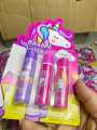 Introducing the Unicorn Lip Balm Pack of 3 with Magical Aromas – the ultimate lip care set designed to bring joy, magic, and nourishment to your lips. This adorable lip balm pack, featuring three enchanting unicorn-themed balms, is perfect for girls of al. 
