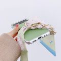 HOCE Fashion Phone Case For Samsung Galaxy Z Flip 4 Flip 3 With Hand Holder Silk Chain Cases For Z Flip4 Flip3 Lovely Spring Color Cover. 