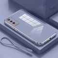 VIVO V2043 V2032 V2026 V2029 V2027 V2052 V2038 V2042 V2054 V2037 V2048 1935 1938 1901 1902 1904 1906 Luxury Square Edges Plating Back TPU Soft Phone Case with Lanyard Glossy Casing. 