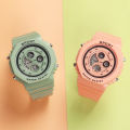 Douyin Internet celebrity multi-functional matcha green electronic watch for boys and girls, student sports alarm clock, luminous LCD couple watch. 