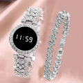 Ladies Silver Diamond Digital Touch Screen LED Watch For Women With Bracelet | Stylish Ladies Watches in Round Dial With Diamond Stainless Steel Jewelry Chain | Korean Watches For Girls. 