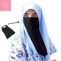 Elastic Half Niqab Patti for Women/Girls – Breathable, Comfortable, Black Color. 