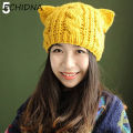Women's Winter Knit Crochet Braided Cat Ears Beret Beanie Ski Knitted Hat Cap. 