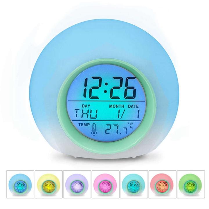 2X Kids Alarm Clock - Wake Up Light Digital Clock with 7 Colors Chang, Press Control and Snooze Function for Bedrooms