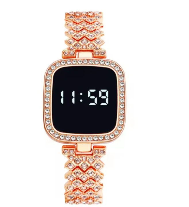 Diamond%20Touch%20Screen%20LED%20Watch%20For%20Ladies%20%7C%20Stainless%20Steel%20Chain%20in%20Round%20Dial%20For%20Girls%20%7C%20Digital%20Wristwatch%20For%20Women%20in%20Square%20Dial%20Shape%20-%20Image%204