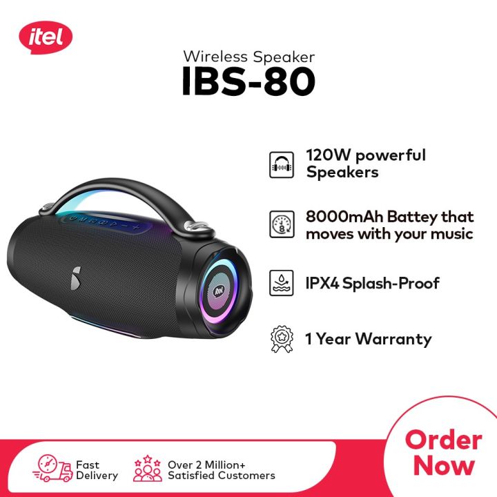 itel BoxParty Portable Thunder Speaker – 120W Powerful Sound | 8000mAh ...
