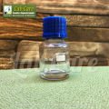 Reagent Bottle, 25ml - Culture Bottle -Transparent with Blue Screw Cap – Media Bottle - White Graduations - Borosilicate 3.3 Glass – Normax. 