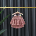 (0-3 Years Old) Baby Girl Set Two Piece Summer Cotton Cute All Over Chrysanthemum Sling Shorts Set For Baby Kids Korean Beach Set For Kids Girls. 