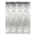 Silver Metallic Tinsel Foil Fringe Curtains 3.2ft x 6.5ft Backdrop Photo Booth Silver Metallic Foil Curtain for Birthday, Wedding, Bridal Shower, Baby Shower, Anniversary Party Decoration. 