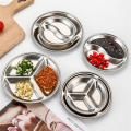 Stainless Steel Stainless Steel Circular Partition Plate  Multigrid Multi Color Korean Barbecue Dipping Plate Thickened Golden Sauce Plate for Barbecue Parties Buffets Restaurants Home Cooking Snack. 
