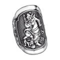 [ New ] Imitation Thai Silver Retro Ethnic Style Voldemort Zhong Kui Distressed Man's Ring Personality Trend Lucky Men Open Ended Ring. 