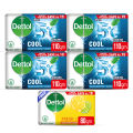 FREE Dettol Soap Fresh 80gm with Dettol Soap Cool 110gm - Pack of 4. 