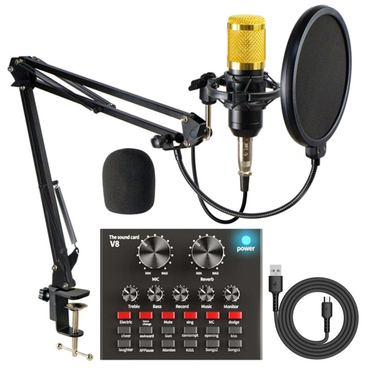 BM 800 Professional Condenser Microphone with 3.5 mm Audio Jack Converter for Mobile, Computer and Mic Stand Sound Studio Recording Dynamic (Black)