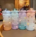 2L Portable Large Capacity Water Bottles Fitness Water Jug With Time Marker Gym Bottle. 