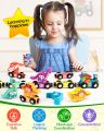 Wooden Mini Magnetic Train Set Children Early Education Magnetic Wooden Cartoon Train Toy Car For Toddlers. 