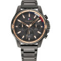 Tommy Hilfiger Mason Black Stainless Steel Black Dial Chronograph Quartz Watch for Gents - 1791790. 