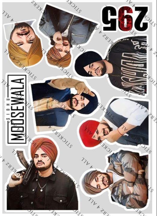 SIDHU MOOSE WALA uncut sticker sheet A6 Size rapper rap punk rock metal songsaesthetic music artist bollywood indian desi brown funny spotify gangster party music
