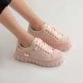 Women Chain Decor Butterfly Lace-up Front Skate Casual Shoes Imported non Slip Pink Sneakers for Women. 