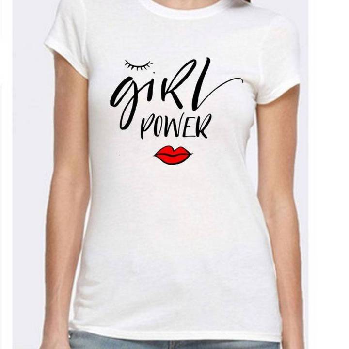 Girl Power Printed White T Shirt For Women