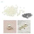 100 Pieces Pearl Rivet Studs White Pearl Beads for Crafts Jeans Bags Shoes Clothes Decoration , 8mm. 