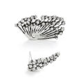 1Pc Vintage Fan Shape Rhinestone Asymmetric Earrings Ear Jacket Women Jewelry. 