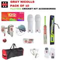 Quality Pack of 10  Cricket Kit Accessories for Club Cricketers  2022 Latest Gray Nicoll Hypernova 1.3 Players Adult Cricket Kit  Seniors Economy Pack of Cricket Kit ( Age 20 +  Years ). 
