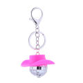 Charm Vintage Mirrored Western Disco Ball Cowboy Hat Bling Keychain. 